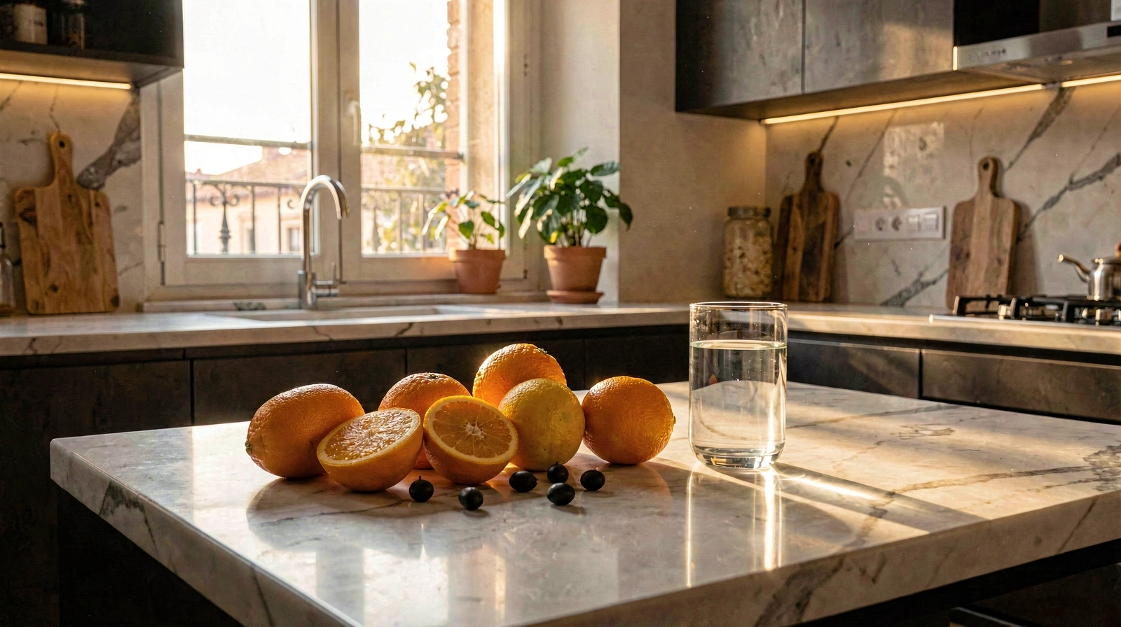 Mañana serena en una cocina mediterránea